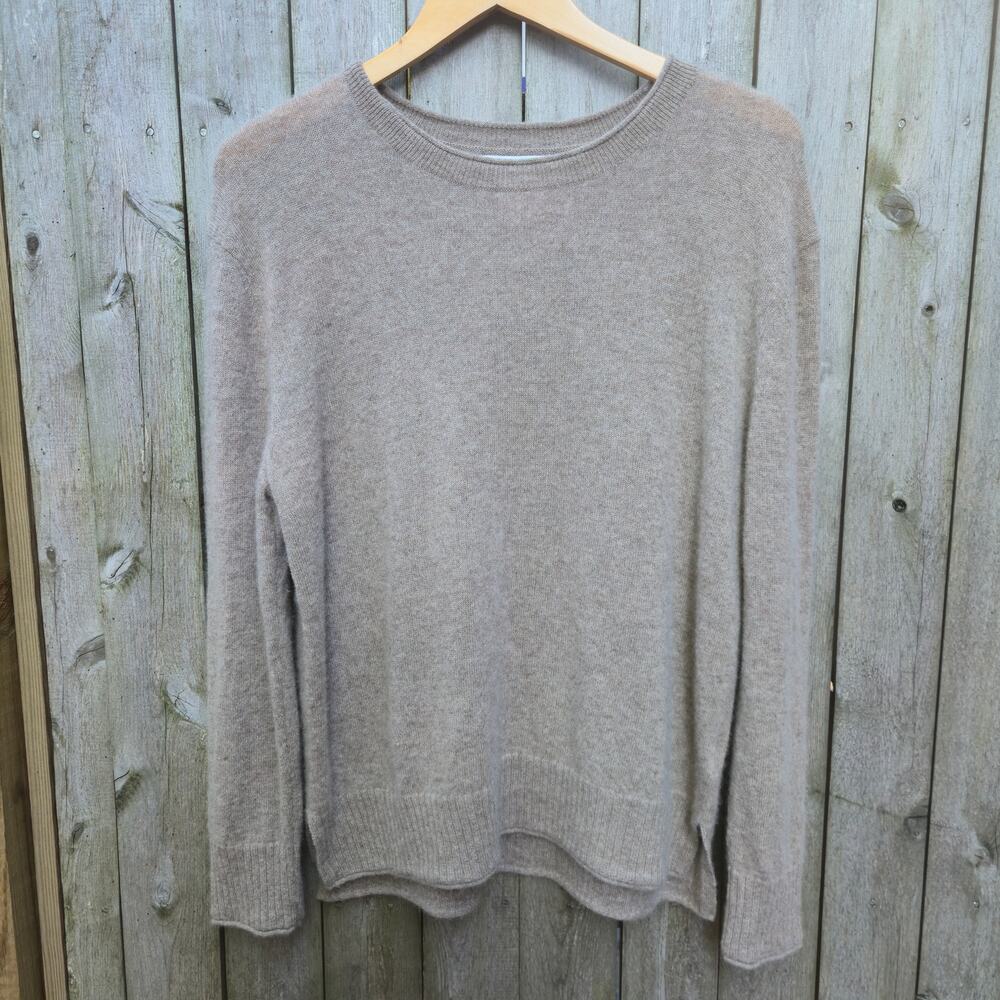 Rachel Zoe Cashmere Sweater XL - Light Beige Tan Crew Neck Long Sleeve Pullover